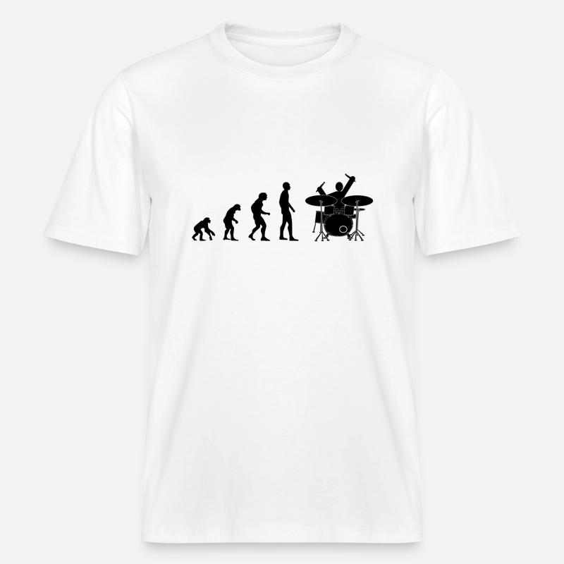 drummer evolution -  RELAXED FIT Unisex Organic T-Shirt - white