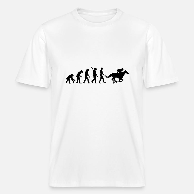 Évolution Course de chevaux -  T-shirt unisexe RELAXED FIT en coton bio - blanc