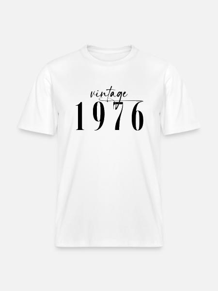 Vintage 1976 Geburtstag Minimalistisch Elegant - RELAXED FIT Unisex Organic T-Shirt - Weiß