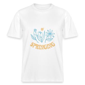 springing -  RELAXED FIT Unisex Organic T-Shirt - Weiß - Vorne - Alina (178cm) & Michal (187cm)