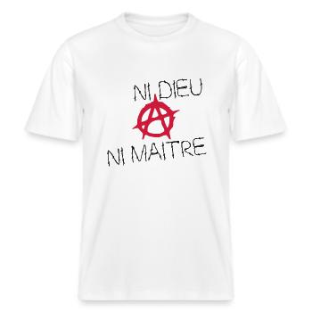 ni dieu ni maitre -  T-shirt unisexe RELAXED FIT en coton bio - blanc - Devant - Alina (178cm) & Michal (187cm)