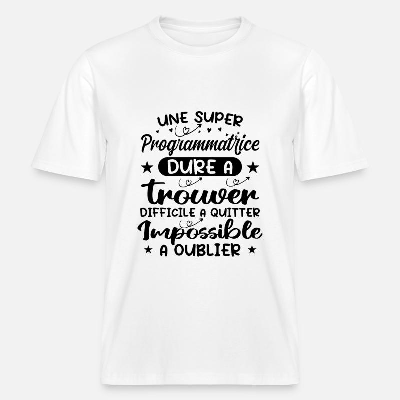 Une Super Programmatrice - Cadeau programmatrice -  T-shirt unisexe RELAXED FIT en coton bio - blanc