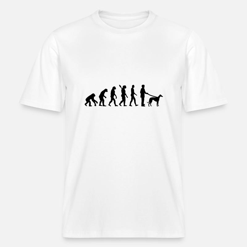 Evolution Lévrier -  T-shirt unisexe RELAXED FIT en coton bio - blanc