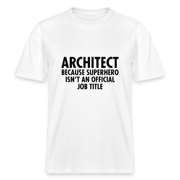 Architect - Superhero -  T-shirt unisexe RELAXED FIT en coton bio - blanc - Devant - Alina (178cm) & Michal (187cm)