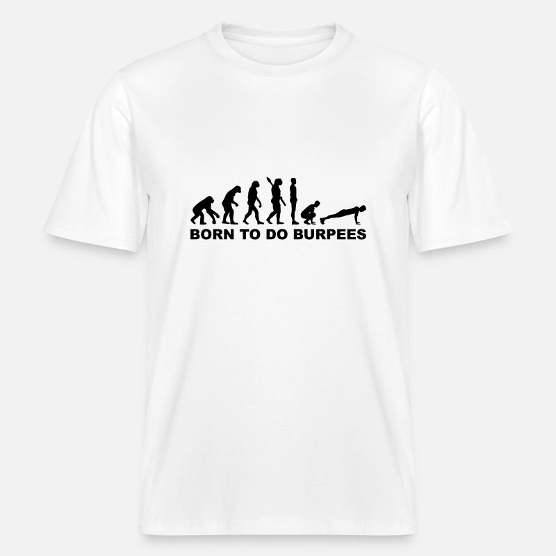 Evolution Burpees -  T-shirt unisexe RELAXED FIT en coton bio - blanc