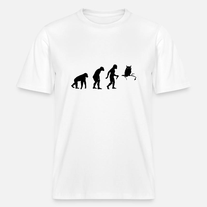 L'évolution du hibou -  T-shirt unisexe RELAXED FIT en coton bio - blanc