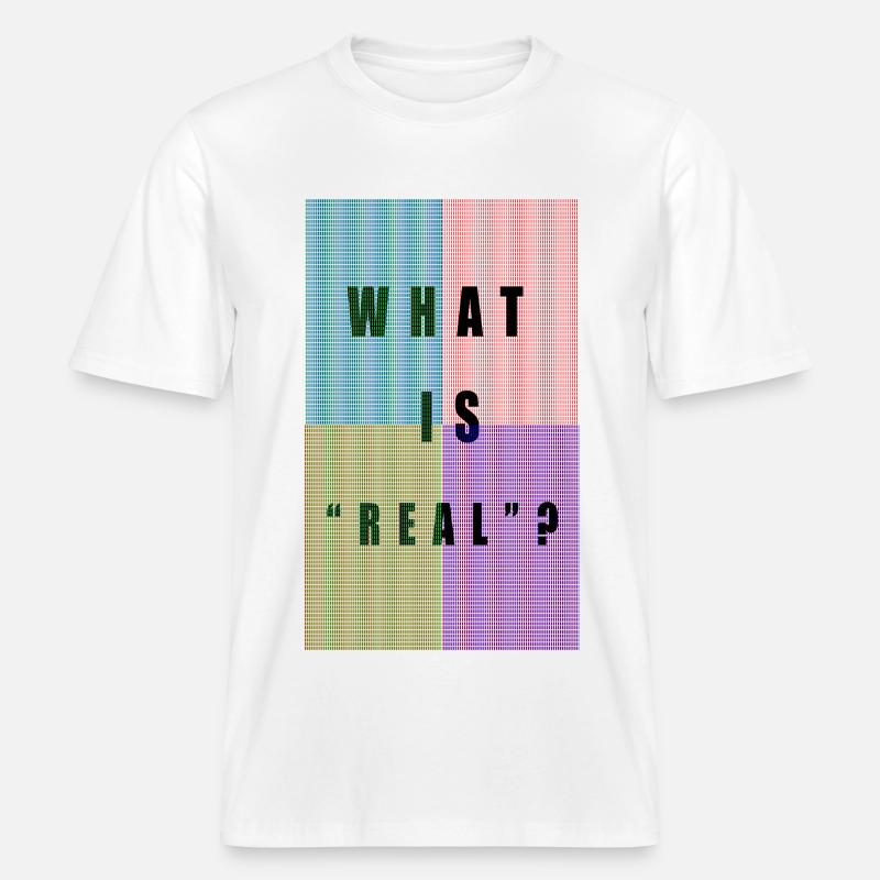PIXELS "QU'EST-CE QUE REAL?" - T-shirt unisexe RELAXED FIT en coton bio - blanc