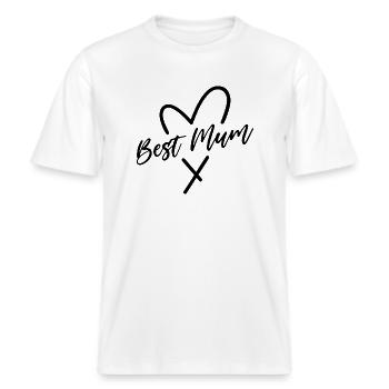 Best Mum -  RELAXED FIT Unisex Organic T-Shirt - white - Front - Alina (178cm) & Michal (187cm)