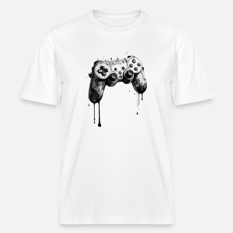 Controller Breakdown: Game Over -  RELAXED FIT Unisex Organic T-Shirt - white