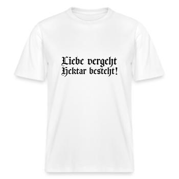 Love passes - hectare exists -  RELAXED FIT Unisex Organic T-Shirt - white - Front - Alina (178cm) & Michal (187cm)
