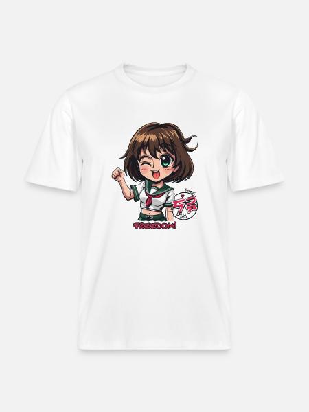 Frække anime pige løfter knytnæven for frihed -  Økologisk unisex T-shirt RELAXED FIT - hvid