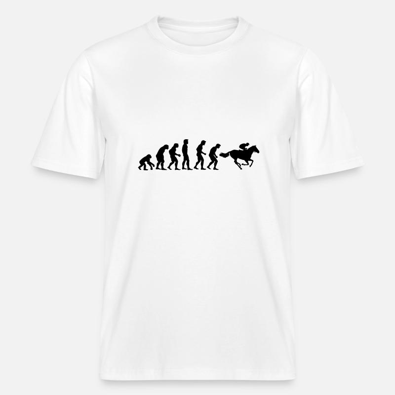 horse racing evolution -  RELAXED FIT Unisex Organic T-Shirt - white