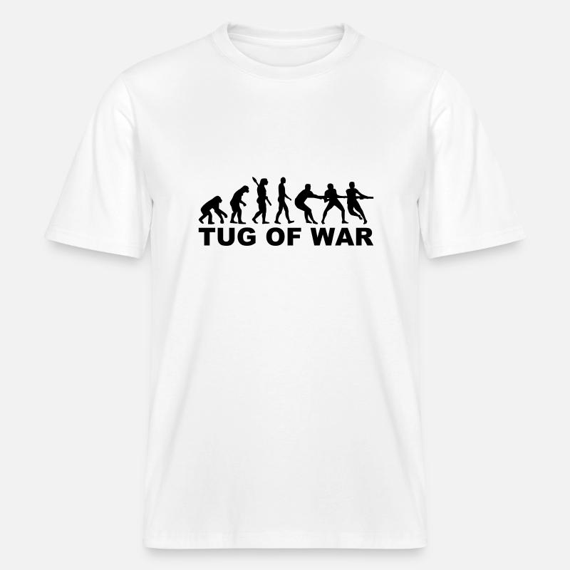 Evolution tug of war -  T-shirt unisexe RELAXED FIT en coton bio - blanc
