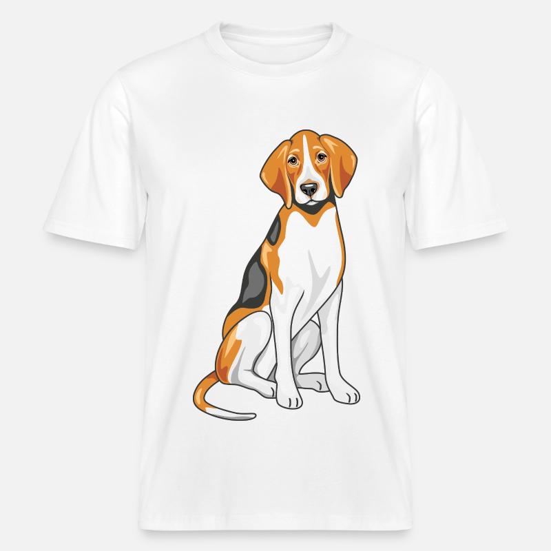 Sitting foxhound -  RELAXED FIT Unisex Organic T-Shirt - white