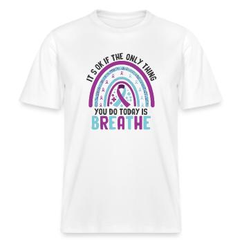 Krieger Für Geistige Gesundheit Lila Und Türkis -  RELAXED FIT Unisex Organic T-Shirt - Weiß - Vorne - Alina (178cm) & Michal (187cm)