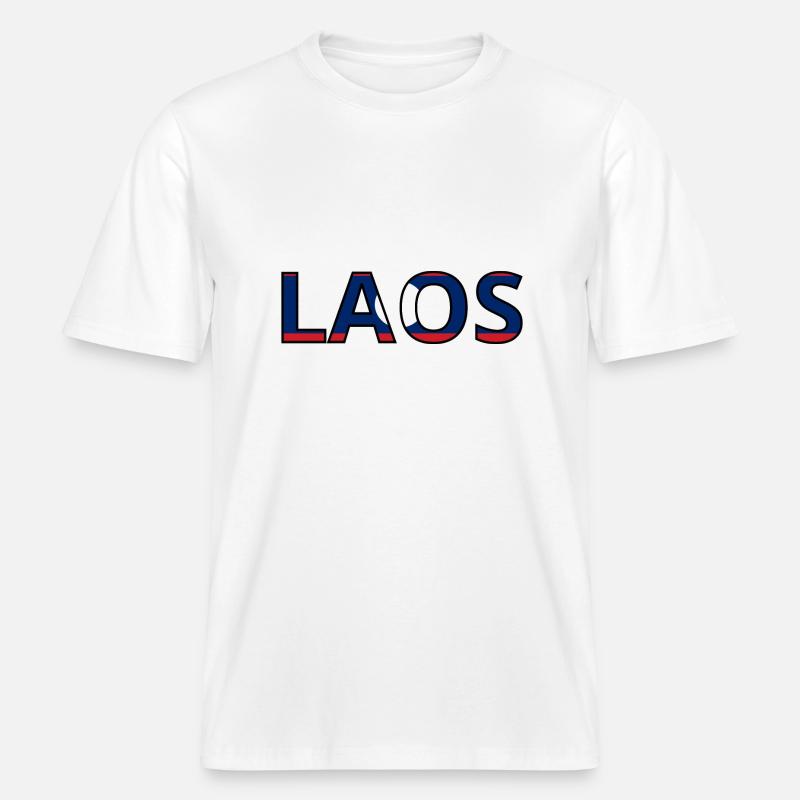 Drapeau Laos -  T-shirt unisexe RELAXED FIT en coton bio - blanc