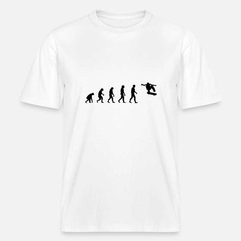 Evolution Skate -  T-shirt unisexe RELAXED FIT en coton bio - blanc