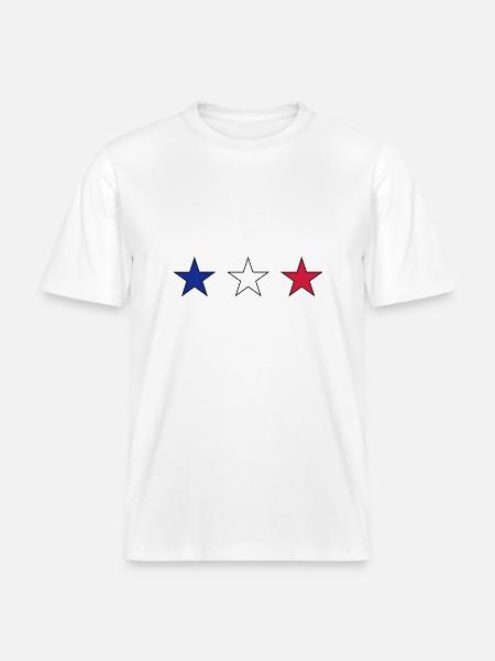 France three stars in blue-white-red -  RELAXED FIT Unisex Organic T-Shirt - white