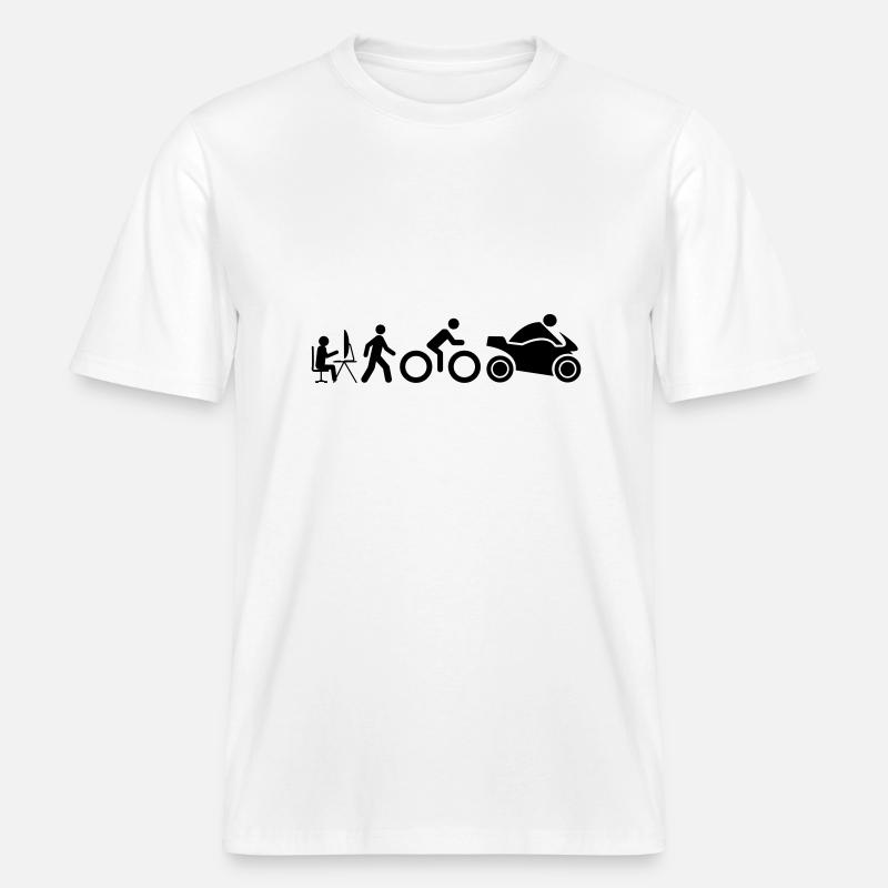 Evolution eines Motorradfahrers -  RELAXED FIT Unisex Organic T-Shirt - Weiß