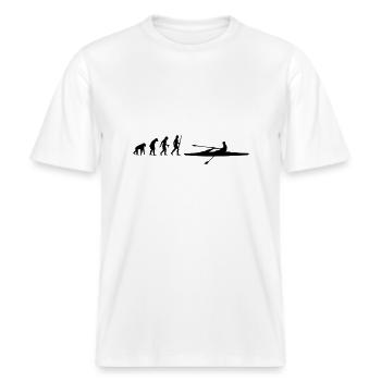 Ruderer Evolution -  RELAXED FIT Unisex Organic T-Shirt - Weiß - Vorne - Alina (178cm) & Michal (187cm)