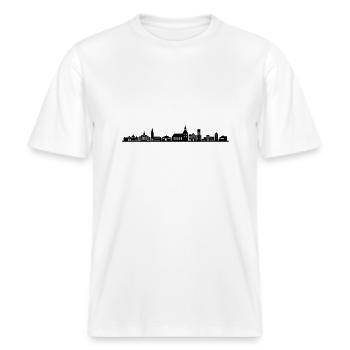 Skyline - Lüneburg -  RELAXED FIT Unisex Organic T-Shirt - Weiß - Vorne - Alina (178cm) & Michal (187cm)