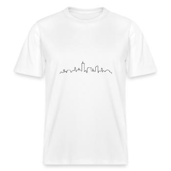 Skyline Jena Silhouette -  RELAXED FIT Unisex Organic T-Shirt - Weiß - Vorne - Alina (178cm) & Michal (187cm)