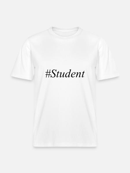 #Student Logo Black -  RELAXED FIT Unisex Organic T-Shirt - white