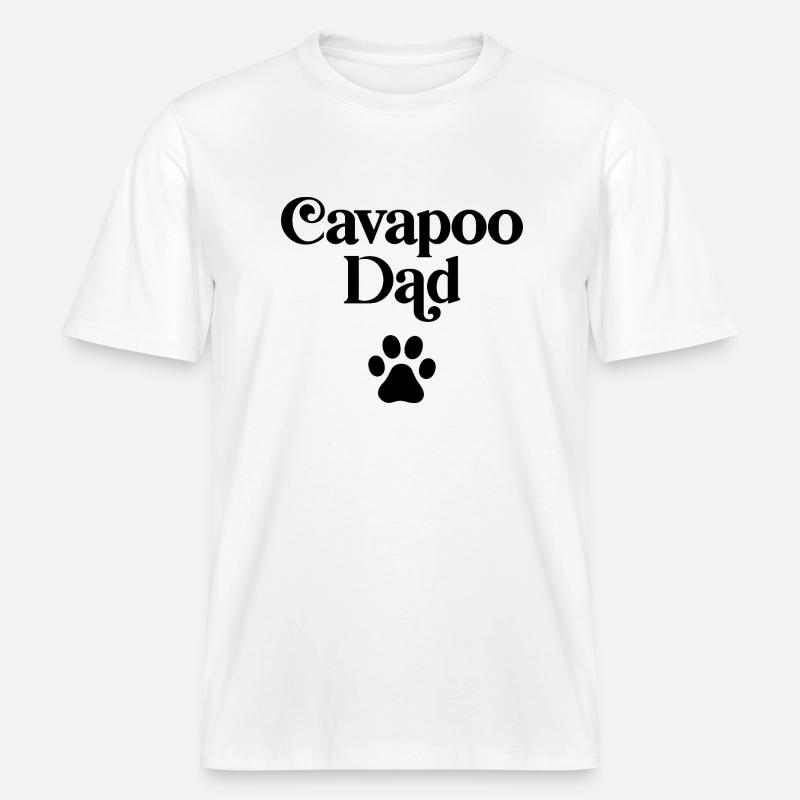 Papa Cavapoo -  T-shirt unisexe RELAXED FIT en coton bio - blanc