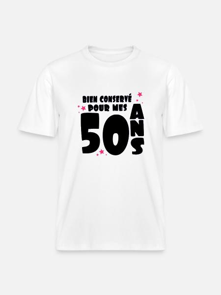bien_conserve_pour_mes_50_ans -  T-shirt unisexe RELAXED FIT en coton bio - blanc