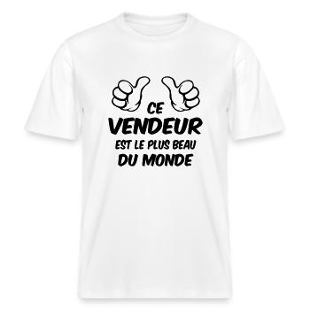 MEILLEUR VENDEUR -  T-shirt unisexe RELAXED FIT en coton bio - blanc - Devant - Alina (178cm) & Michal (187cm)