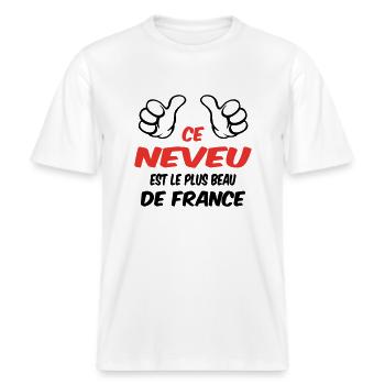 MEILLEUR NEVEU -  T-shirt unisexe RELAXED FIT en coton bio - blanc - Devant - Alina (178cm) & Michal (187cm)