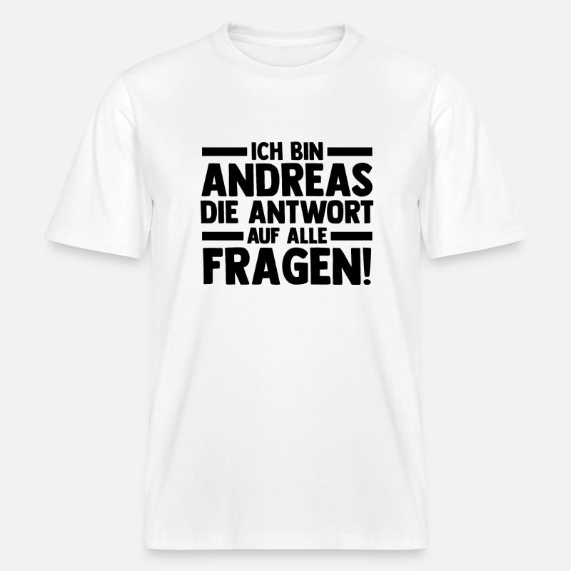 First name Andreas -  RELAXED FIT Unisex Organic T-Shirt - white