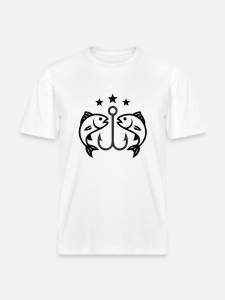 Fish hook fish -  RELAXED FIT Unisex Organic T-Shirt - white