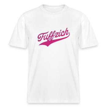 Fuffzich - Fünfzigster Geburtstag -  RELAXED FIT Unisex Organic T-Shirt - Weiß - Vorne - Alina (178cm) & Michal (187cm)