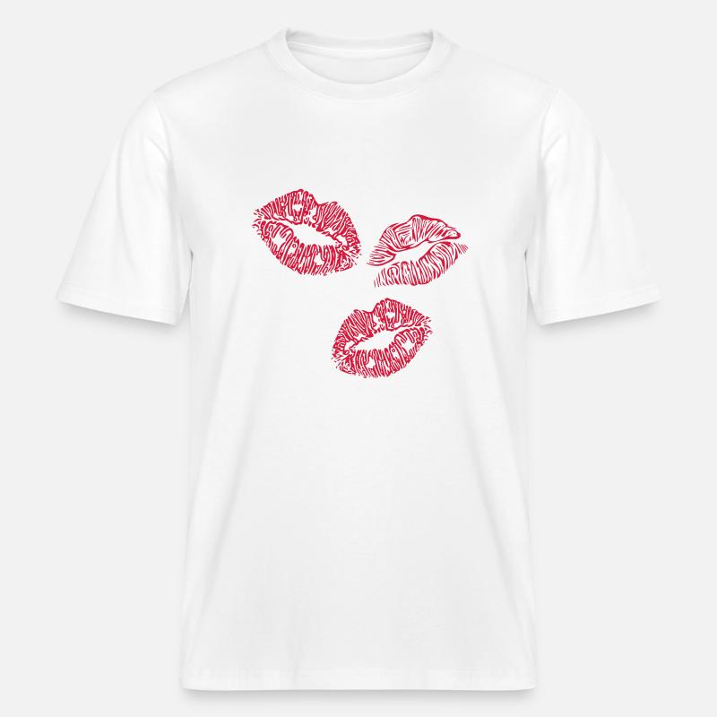 lips -  RELAXED FIT Unisex Organic T-Shirt - white