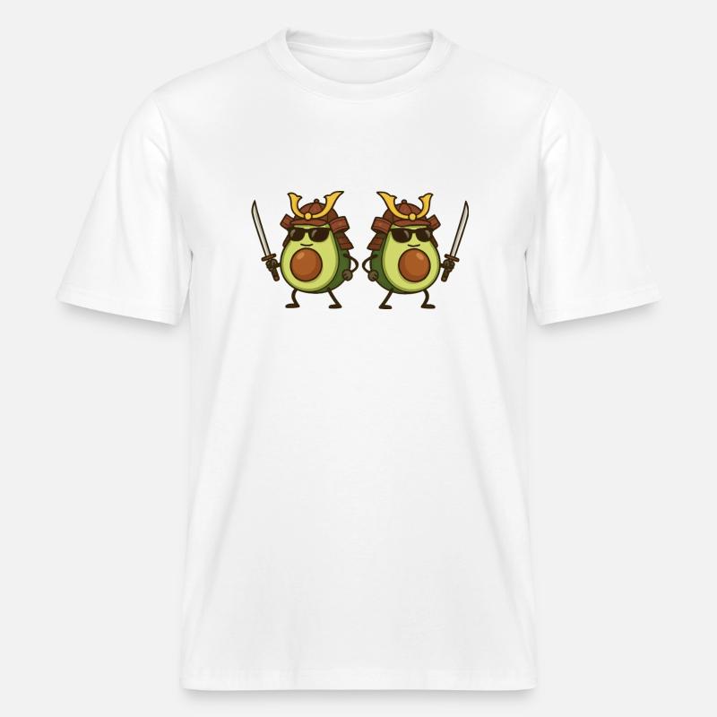 Avocado Samurai 2 -  RELAXED FIT Unisex Organic T-Shirt - white