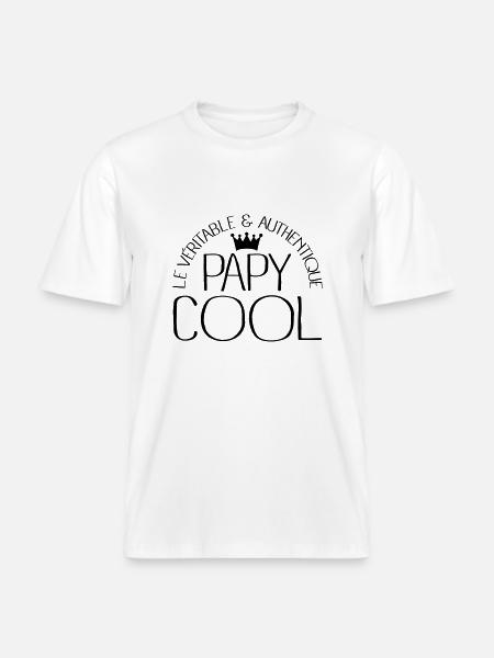 Papy Cool -  T-shirt unisexe RELAXED FIT en coton bio - blanc
