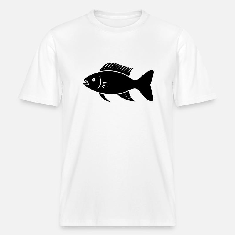 Poisson petite carpe - T-shirt unisexe RELAXED FIT en coton bio - blanc