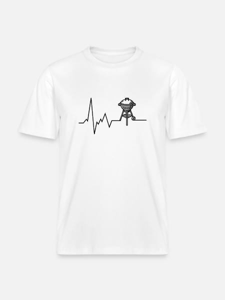 Heartbeat BBQ Grill Grilling - RELAXED FIT Unisex Organic T-Shirt - white