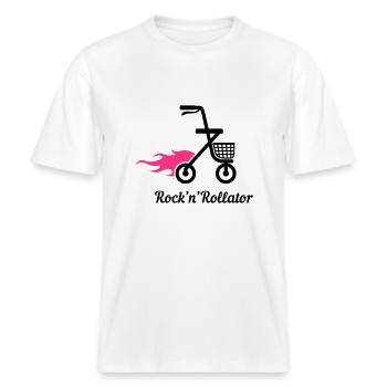 Rock 'n' Rollator -  RELAXED FIT Unisex Organic T-Shirt - Weiß - Vorne - Alina (178cm) & Michal (187cm)