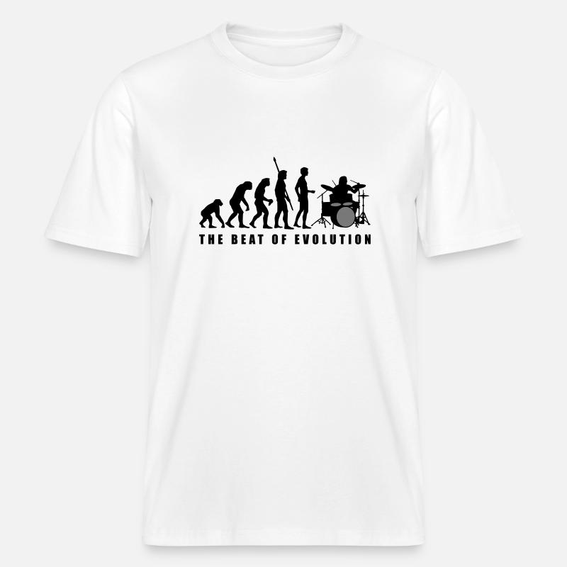 evolution_drummer_c_2c -  T-shirt unisexe RELAXED FIT en coton bio - blanc