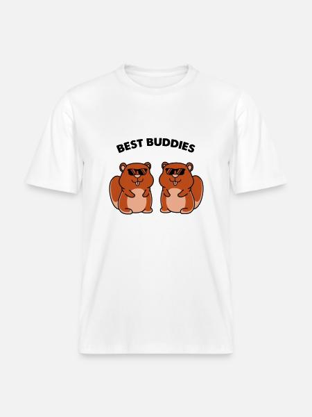 Hamster Best Buddies -  RELAXED FIT Unisex Organic T-Shirt - white