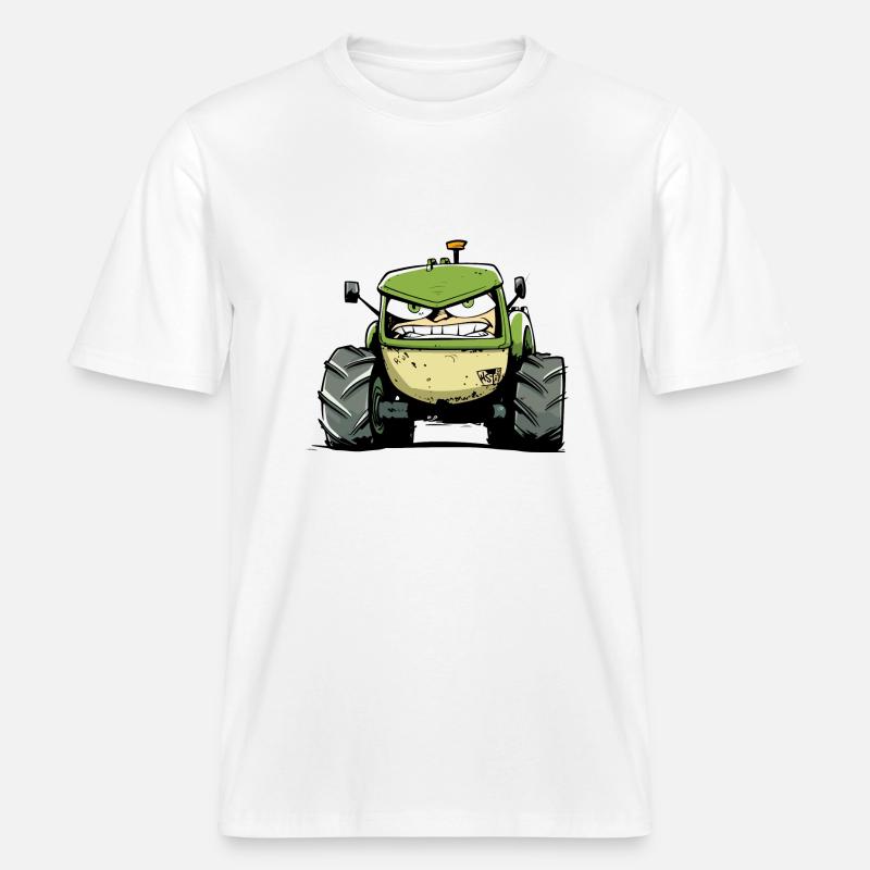 Wütender Traktor Nr. 4 -  RELAXED FIT Unisex Organic T-Shirt - Weiß