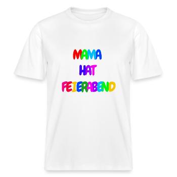 Mama hat Feierabend -  RELAXED FIT Unisex Organic T-Shirt - Weiß - Vorne - Alina (178cm) & Michal (187cm)