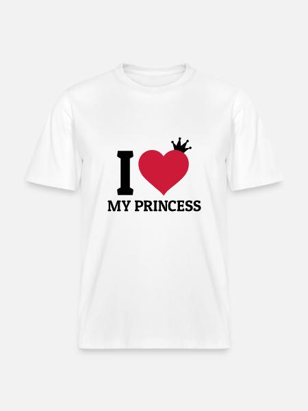 I love my Princess jag älskar min prinsessa -  Unisex ekologisk T-shirt med avslappnad passform - vit