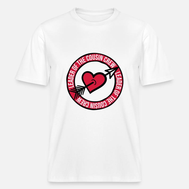 Leader Cousin Crew Team -  T-shirt unisexe RELAXED FIT en coton bio - blanc
