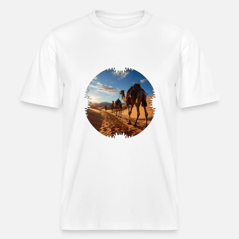 Reise mit einer Kamelkarawane -  RELAXED FIT Unisex Organic T-Shirt - Weiß