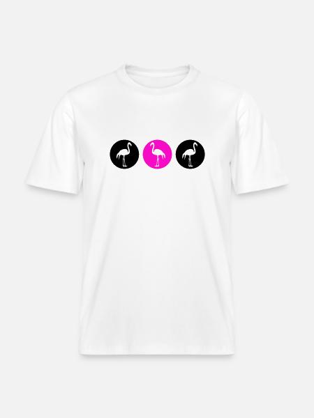 Flamingos Design 2 -  RELAXED FIT Unisex Organic T-Shirt - white