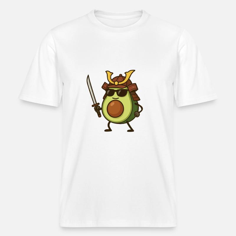 Avocado Samurai -  RELAXED FIT Unisex Organic T-Shirt - white