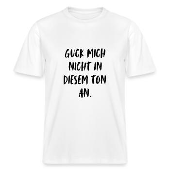 Ne me regardez pas sur ce ton. -  T-shirt unisexe RELAXED FIT en coton bio - blanc - Devant - Alina (178cm) & Michal (187cm)